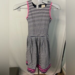 Lands end Striped Navy and Pink Kids Dress‎ girls size 8